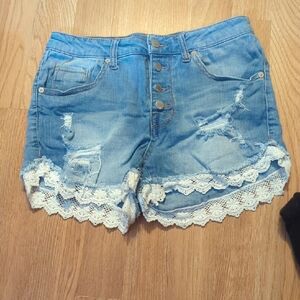 Massimo Blue Jean Shorts with Lace Trim